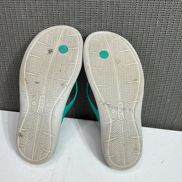 Crocs Casual Slip On Flip Flop Sandal Women's Size 11W Teal Green - Picture 7 of 8